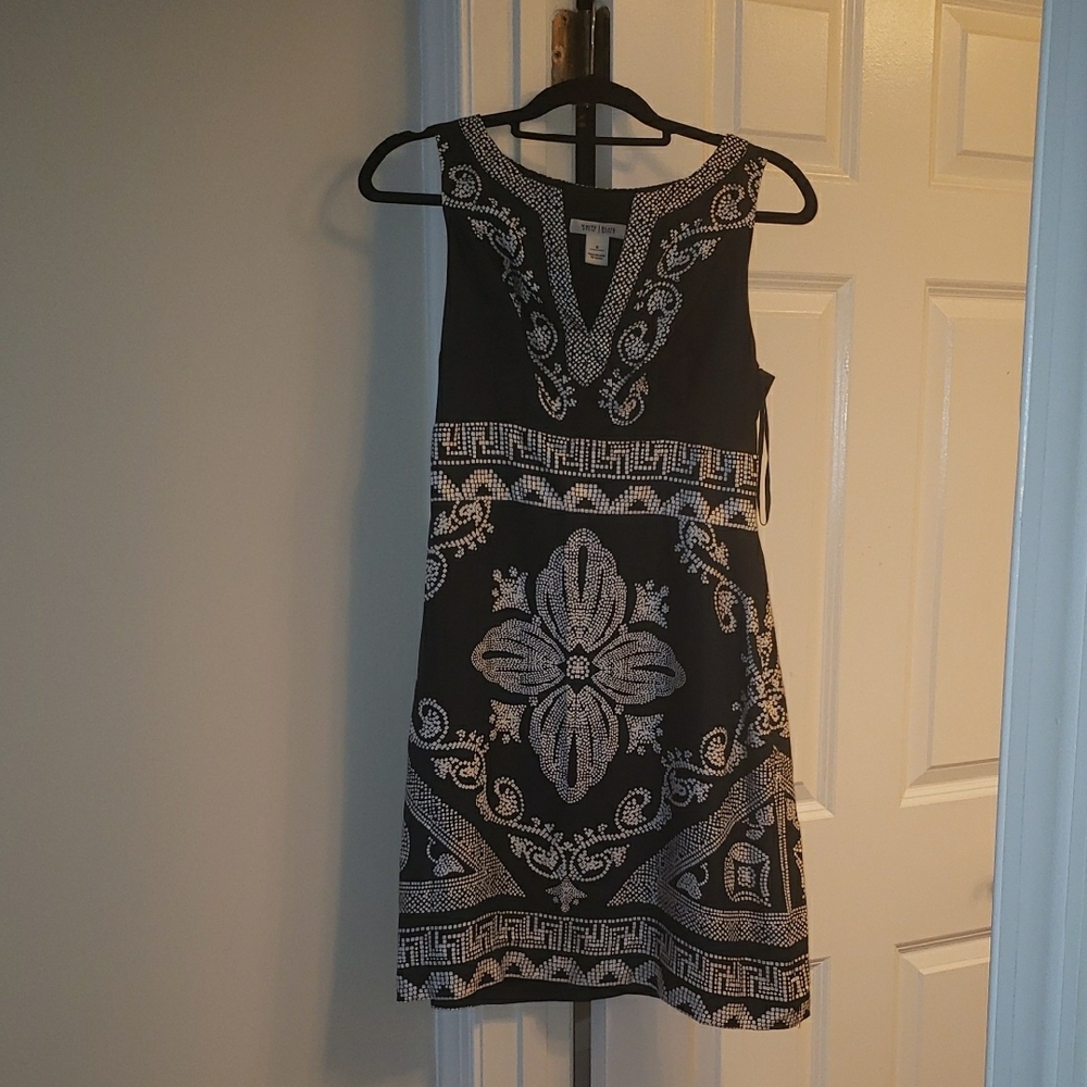 Elegant Black and White Embroidered Dress